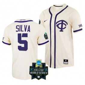 2023 College World Series Anthony Silva TCU Horned Frogs NCAA Baseball Natural Replica Jersey Men #5