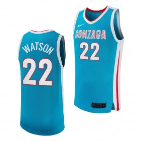 Gonzaga Bulldogs Anton Watson College Basketball Replica uniform Turquoise #22 Jersey 2023-24