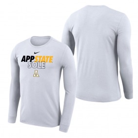 Appalachian State Mountaineers On Court Bench Long Sleeve T-Shirt White