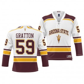 Tyler Gratton Arizona State Sun Devils White Ice Hockey NIL Jersey