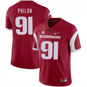 Arkansas Razorbacks Football #91 Cardinal College Darius Philon 2018 Game Jersey