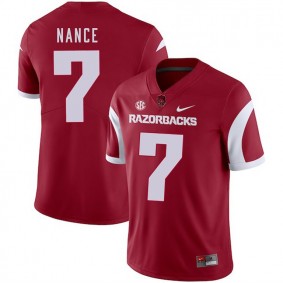 Arkansas Razorbacks Football #7 Cardinal College Jonathan Nance 2018 Game Jersey