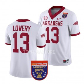 Chase Lowery Arkansas Razorbacks 2022 Liberty Bowl College Football Jersey Men's White #13 Uniform