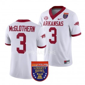 Dwight McGlothern Arkansas Razorbacks 2022 Liberty Bowl College Football Jersey Men's White #3 Uniform