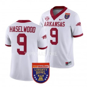 Jadon Haselwood Arkansas Razorbacks 2022 Liberty Bowl College Football Jersey Men's White #9 Uniform