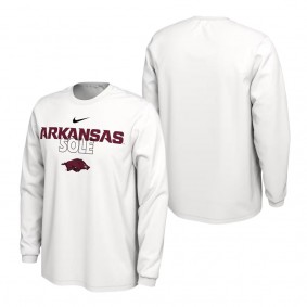 Arkansas Razorbacks On Court Long Sleeve T-Shirt White