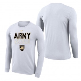 Army Black Knights On Court Bench Long Sleeve T-Shirt White