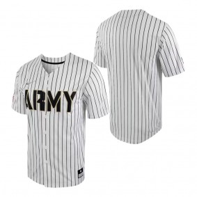 Army Black Knights Nike Pinstripe Replica Full-Button Baseball Jersey White Black