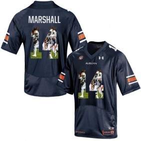 Auburn Tigers #14 Nick Marshall Navy Blue Printing Player Portrait NCAA Football Premier Jersey