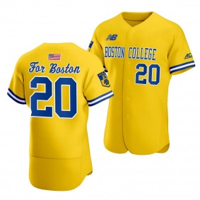 Boston Strong Barry Walsh Boston College Eagles 10th anniversary Gold Baseball Jersey Men #20