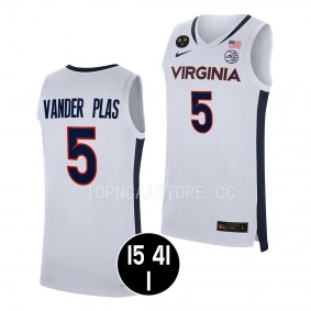 Ben Vander Plas Virginia Cavaliers #5 White UVA Strong Jersey 2022 Main Event Champs