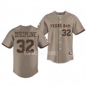 Corps of Cadets Brad Rudis Texas Aggies #32 Khaki Discipline Baseball Jersey Men