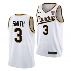 Purdue Boilermakers Rick Mount-Era Braden Smith #3 White Throwback Basketball Jersey