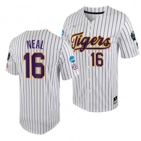 LSU Tigers Brady Neal 2023 College World Series White Purple #16 Jersey NCAA Baseball