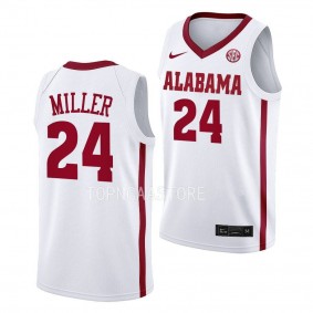 Alabama Crimson Tide Brandon Miller College Basketball uniform White #24 Jersey