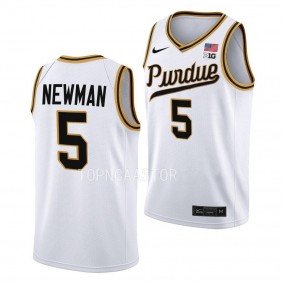 Purdue Boilermakers Rick Mount-Era Brandon Newman #5 White Throwback Basketball Jersey