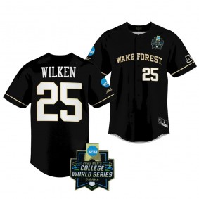 Wake Forest Demon Deacons Brock Wilken 2023 College World Series Black #25 Jersey NCAA Baseball