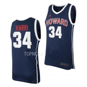 Howard Bison Bryce Harri Navy #34 Jersey College Basketball