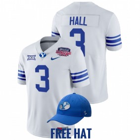 BYU Cougars Jaren Hall #3 Free Hat Jersey White 2021 Independence Bowl