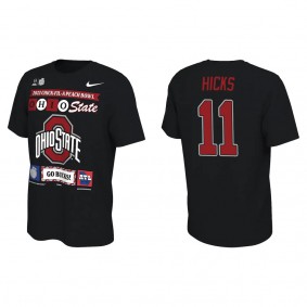 C.J. Hicks Ohio State Buckeyes Black College Football Playoff 2022 Peach Bowl Illustrated T-Shirt