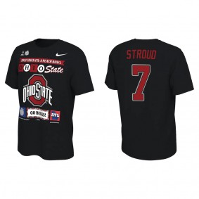 C.J. Stroud Ohio State Buckeyes Black College Football Playoff 2022 Peach Bowl Illustrated T-Shirt