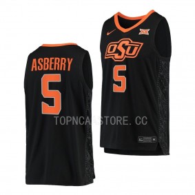 OSU Cowboys Caleb Asberry College Basketball Replica uniform Black #5 Jersey 2022-23