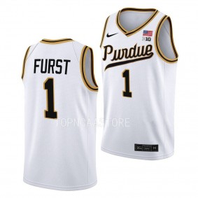 Purdue Boilermakers Rick Mount-Era Caleb Furst #1 White Throwback Basketball Jersey