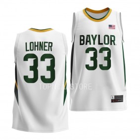 Baylor Bears Caleb Lohner Home Basketball uniform White #33 Jersey 2022-23