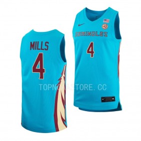 Caleb Mills Florida State Seminoles #4 Turquoise Alternate Basketball Jersey 2022-23 Replica