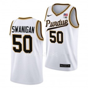 Purdue Boilermakers Rick Mount-Era Caleb Swanigan #50 White Throwback Basketball Jersey