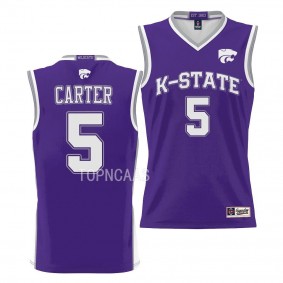 Kansas State Wildcats Cam Carter Purple #5 Basketball Jersey NIL Pick-A-Player