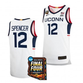 UConn Huskies 2024 NCAA March Madness Final Four Cam Spencer #12 White Limited Basketball Jersey Men's