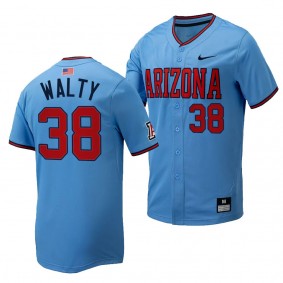 Cam Walty Arizona Wildcats #38 Light Blue Replica Baseball Full-Button Jersey