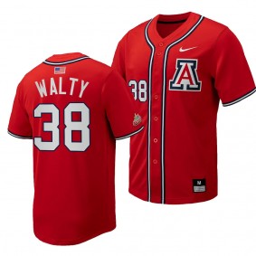 Cam Walty Arizona Wildcats #38 Replica Baseball Red Full-Button Jersey