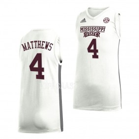 Mississippi State Bulldogs Cameron Matthews White #4 Jersey College Basketball