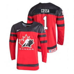 Sebastian Cossa Canada Hockey Red Away 2022 IIHF World Junior Championship Jersey