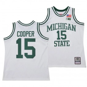 Michigan State Spartans 125th Basketball Anniversary 1990 Throwback Carson Cooper #15 White Fashion Jersey Men's