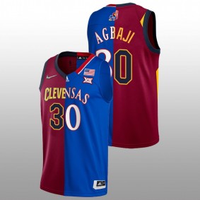 2022 NBA Draft Ochai Agbaji Cavaliers X Kansas #30 Red Royal Split Edition Jersey