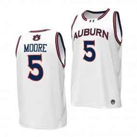 Chris Moore #5 Auburn Tigers Replica Basketball Jersey 2023-24 White