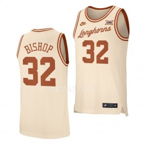 Christian Bishop Texas Longhorns #32 Cream Retro Basketball Jersey 2022-23 Replica