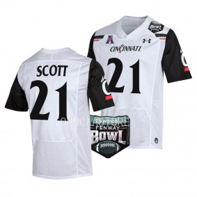 Tyler Scott Cincinnati Bearcats 2022 Fenway Bowl #21 Jersey Men's White Football Uniform