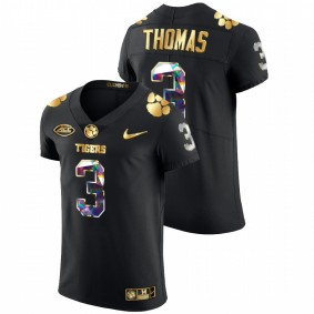 Clemson Tigers Xavier Thomas #3 College Football Jersey Black Golden Diamond Edition