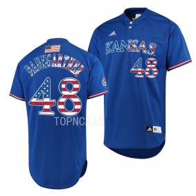 Kansas Jayhawks Collin Baumgartner Independence Day Royal #48 Jersey Authentic Baseball