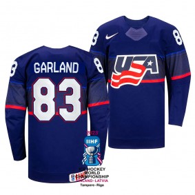 USA Hockey Conor Garland #83 Blue Away Jersey 2023 IIHF World Championship