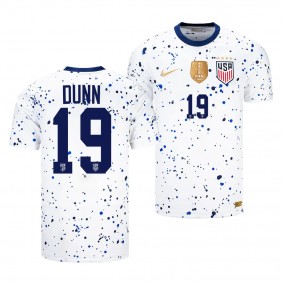 USWNT 2023 Home Stadium Crystal Dunn #19 White FIFA Badge Jersey Men's