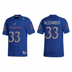 D'Marion Alexander Kansas Jayhawks adidas NIL Replica Football Jersey Royal