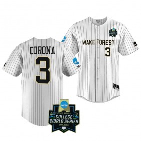 Danny Corona Wake Forest Demon Deacons #3 White 2023 College World Series NCAA Baseball Jersey