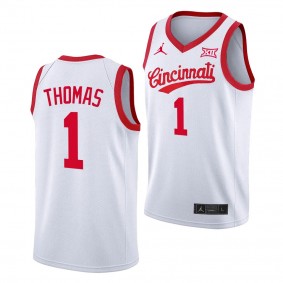 Cincinnati Bearcats 70s Throwback Day Day Thomas #1 White Basketball Jersey Men's