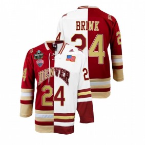 Bobby Brink Denver Pioneers 2022 Frozen Four Championship Crimson White Split Edition Jersey #24