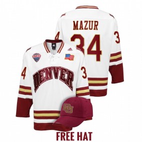 Carter Mazur Denver Pioneers 2022 NCAA Regional Finals White Hockey Jersey #34